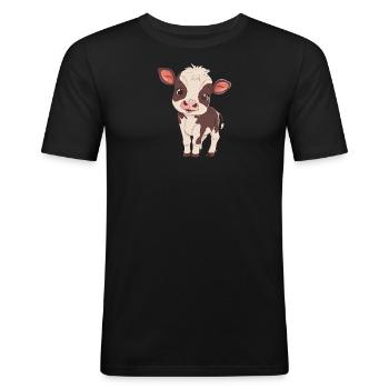 Lait de vache - T-shirt près du corps Homme - noir - Devant - Nik (191cm)