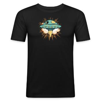 UFO Scifi Invasion - Men's Slim Fit T-Shirt - black - Front - Nik (191cm)