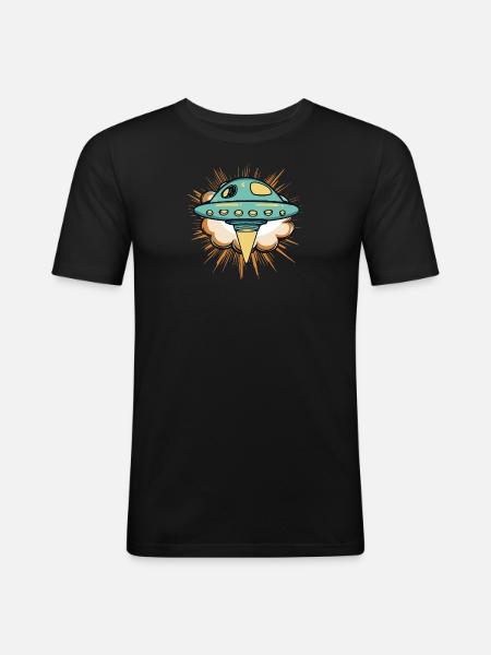 UFO Scifi Invasion - Men's Slim Fit T-Shirt - black