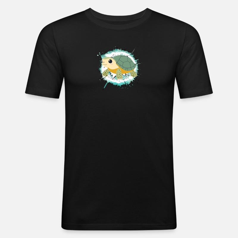 Turtle Schildkröten Langsam - Männer Slim Fit T-Shirt - Schwarz