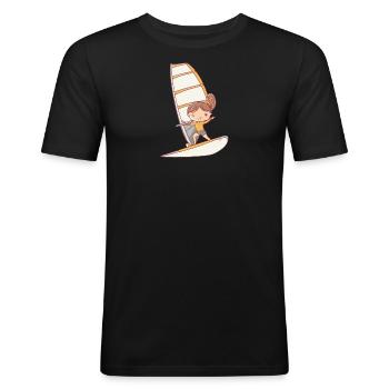 Windsurfen Windsurf Windsurfer - Männer Slim Fit T-Shirt - Schwarz - Vorne - Nik (191cm)