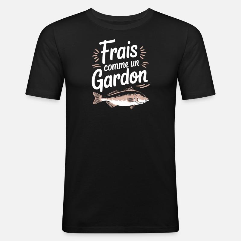 Frais comme un gardon - T-shirt près du corps Homme - noir