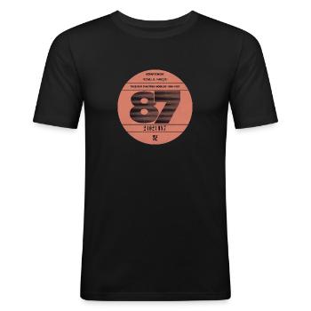 Vignette automobile 1987 - T-shirt près du corps Homme - noir - Devant - Nik (191cm)