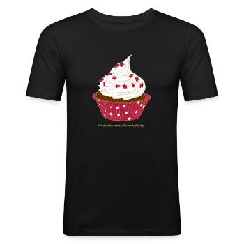Muffin - Männer Slim Fit T-Shirt - Schwarz - Vorne - Nik (191cm)