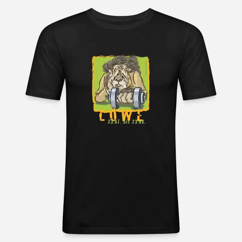 Sternzeichen - Löwe - Männer Slim Fit T-Shirt - Schwarz