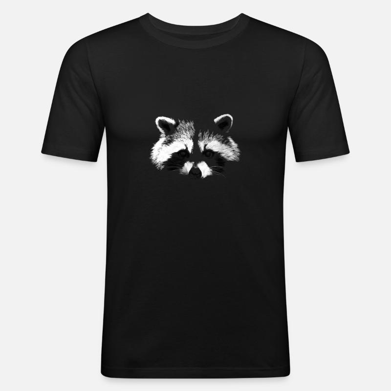 Waschbär - Männer Slim Fit T-Shirt - Schwarz