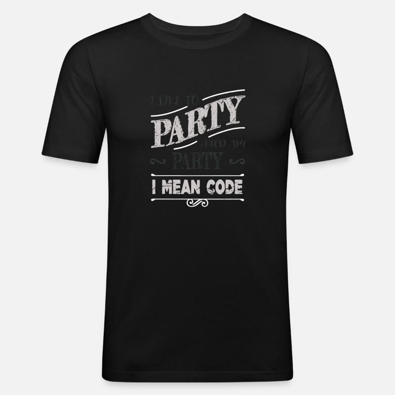 computer programming quote statement - Männer Slim Fit T-Shirt - Schwarz