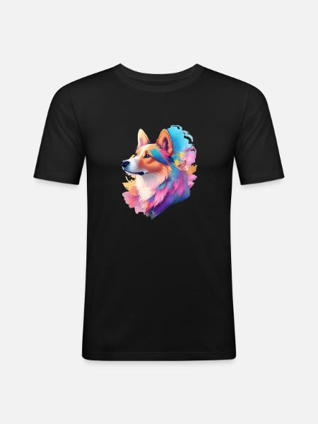 Hunde Portrait - Männer Slim Fit T-Shirt - Schwarz