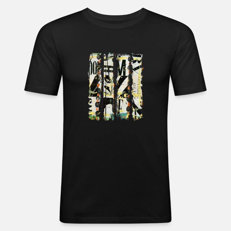 Zeitungsausschnitte Scrapbook Zeitschriften Alphabet Code - Männer Slim Fit T-Shirt - Schwarz