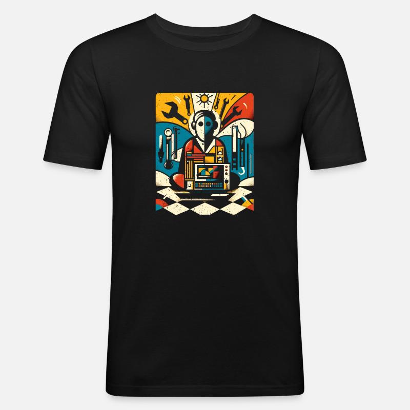 Cooles Techniker Kunst Geschenk - Männer Slim Fit T-Shirt - Schwarz