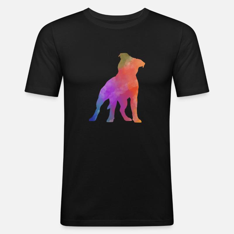 PITBULL AMSTAF farbig - Männer Slim Fit T-Shirt - Schwarz