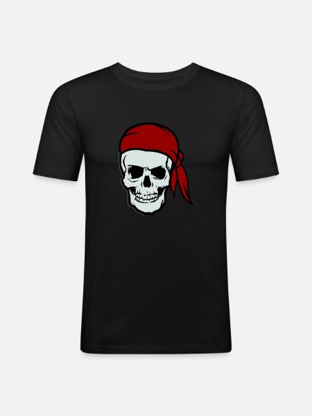 skull pirat - Männer Slim Fit T-Shirt - Schwarz