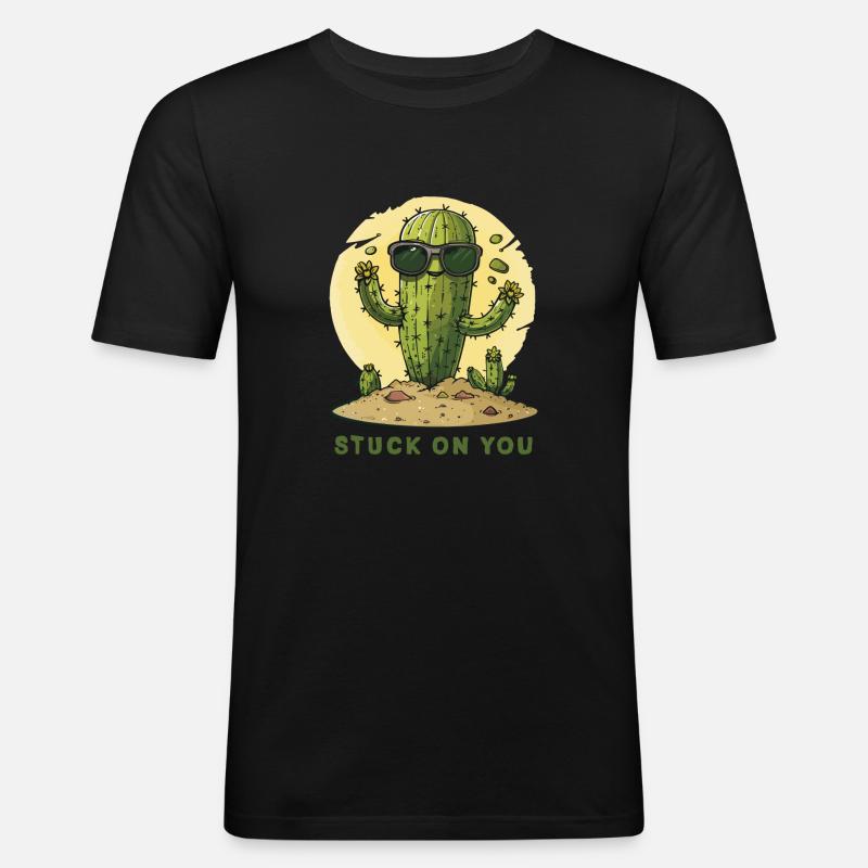 An dir hängen - Männer Slim Fit T-Shirt - Schwarz
