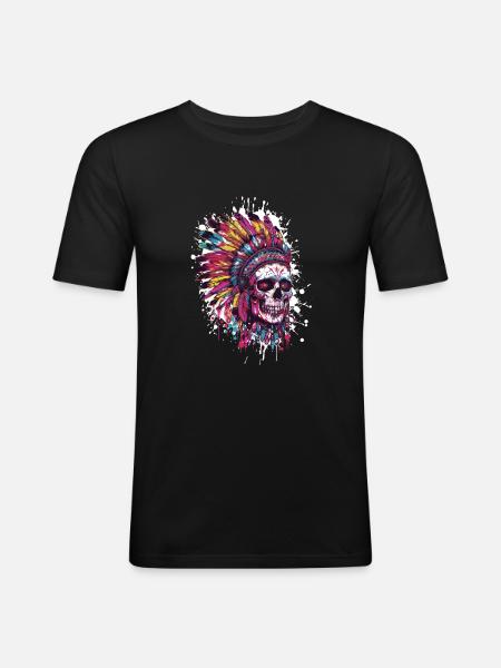 Indian Skull - Men's Slim Fit T-Shirt - black
