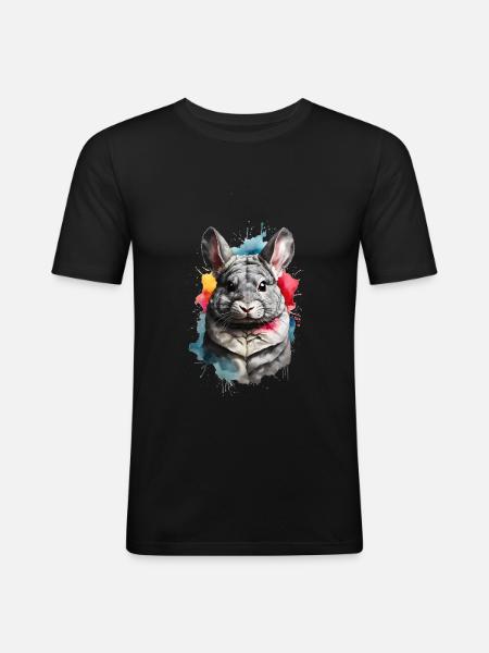 Chinchilla - Männer Slim Fit T-Shirt - Schwarz