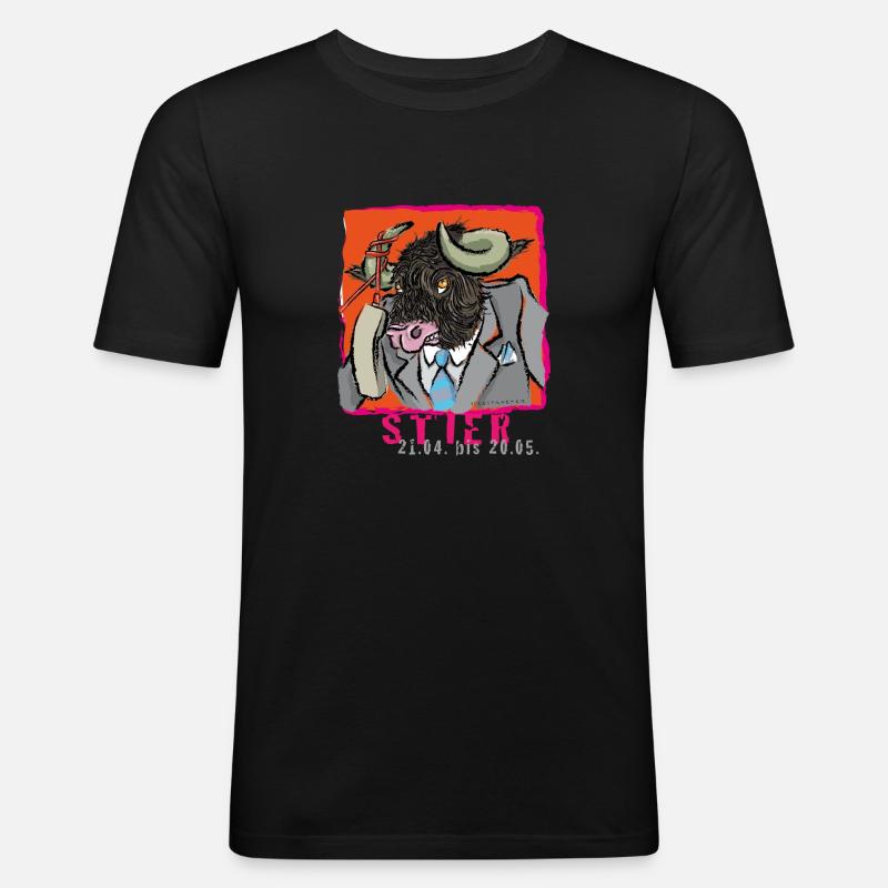 Sternzeichen-Stier - Männer Slim Fit T-Shirt - Schwarz
