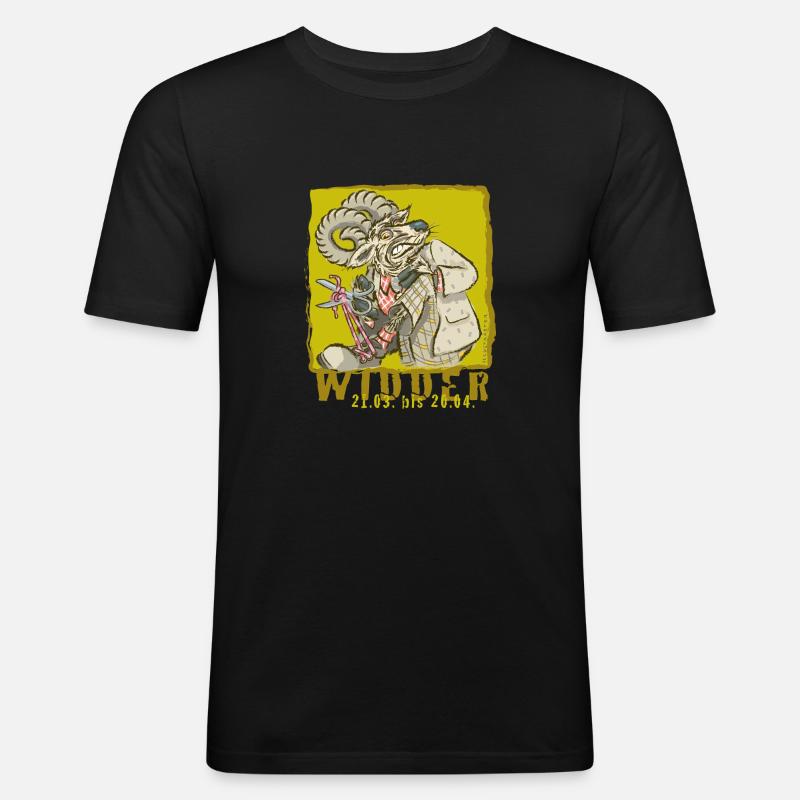 Sternzeichen-Widder - Männer Slim Fit T-Shirt - Schwarz