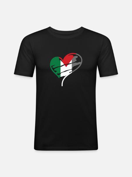 Palestyna Serce Pokój Gaza Flaga Bliski Wschód - Obcisła koszulka męska - czarny