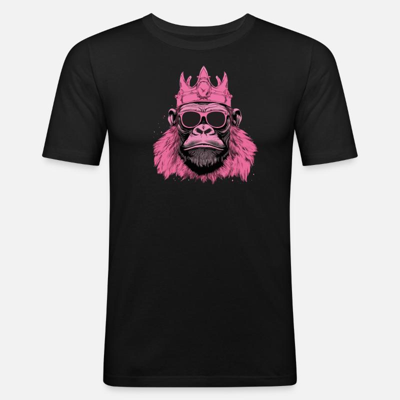 King Pinky Monkey - pinker Affe - Männer Slim Fit T-Shirt - Schwarz