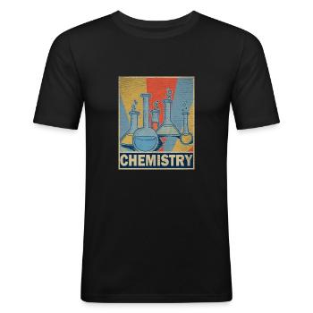Chemie Lehrer Retro Vintage Geschenk Wissenschaft - Männer Slim Fit T-Shirt - Schwarz - Vorne - Nik (191cm)