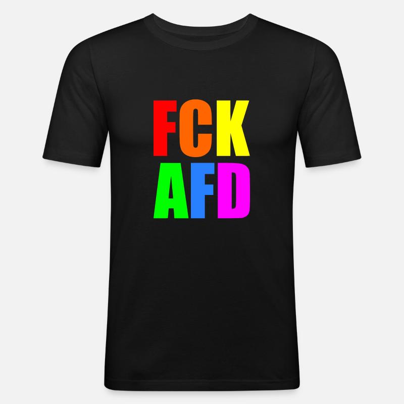 Fck afd - Männer Slim Fit T-Shirt - Schwarz
