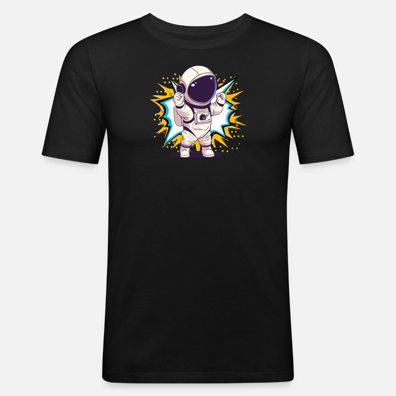 Fusée astronaute - T-shirt près du corps Homme - noir