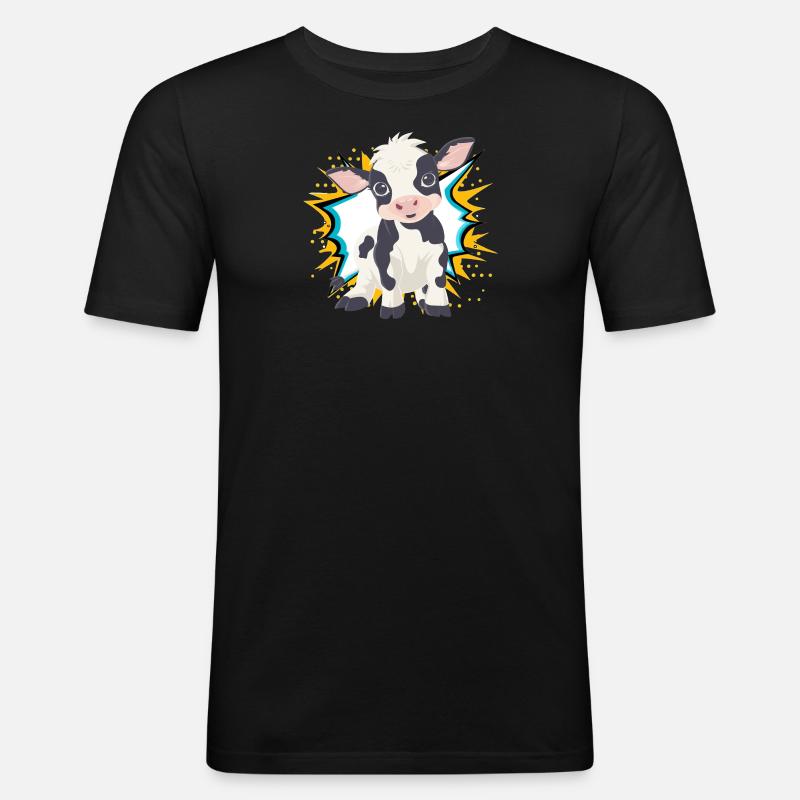 Kuh Nutztier - Männer Slim Fit T-Shirt - Schwarz