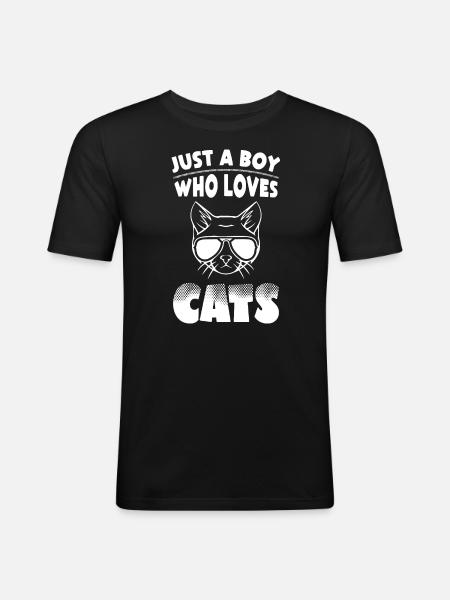 Boys Cats Lover - Men's Slim Fit T-Shirt - black