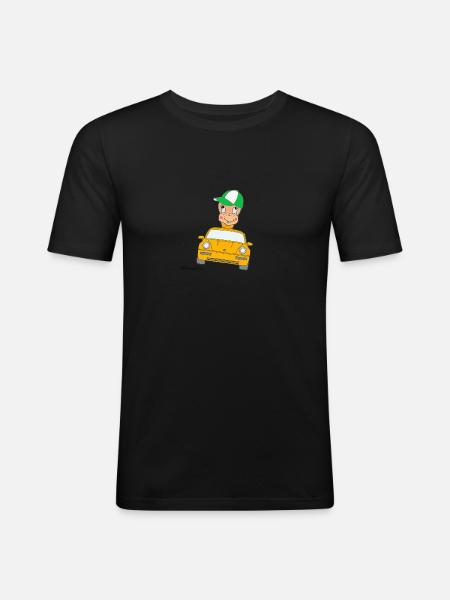 Würmeli from the car - Men's Slim Fit T-Shirt - black