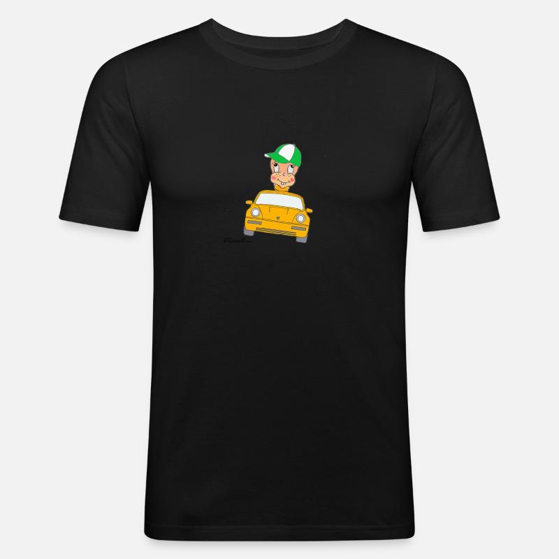 Würmeli aus dem Auto - Männer Slim Fit T-Shirt - Schwarz