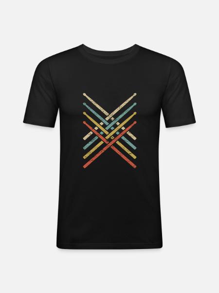 DRUMMER Drummer Retro batterie - T-shirt près du corps Homme - noir