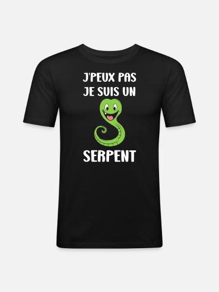 Humour petit serpent - T-shirt près du corps Homme - noir