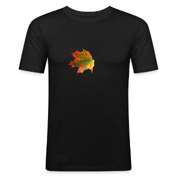Colorful leaf - autumn - Men's Slim Fit T-Shirt - black - Front - Nik (191cm)
