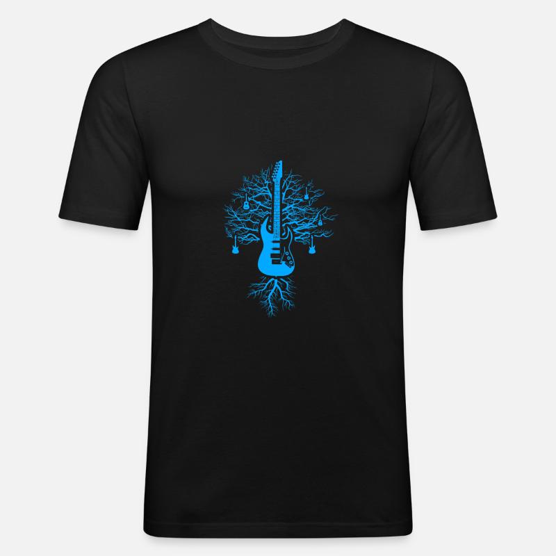 Gitarre - Männer Slim Fit T-Shirt - Schwarz