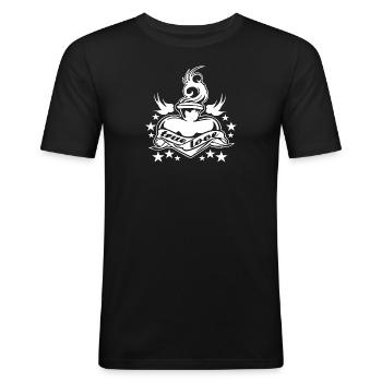 True Love - Vintage Rockabilly Heart - Männer Slim Fit T-Shirt - Schwarz - Vorne - Nik (191cm)