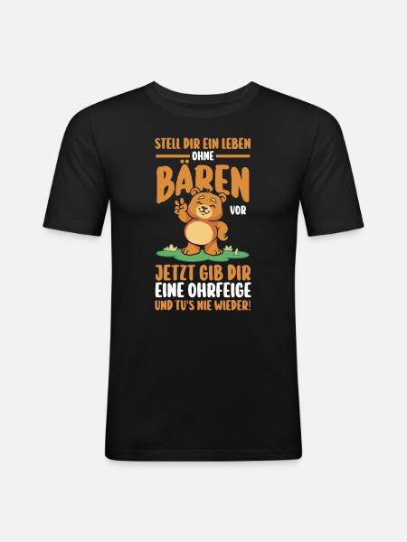 Braunbär Bär - Männer Slim Fit T-Shirt - Schwarz