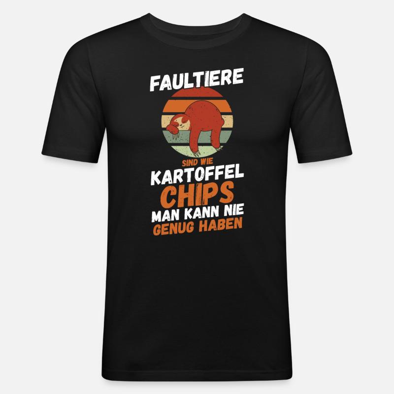 Faultier - Männer Slim Fit T-Shirt - Schwarz