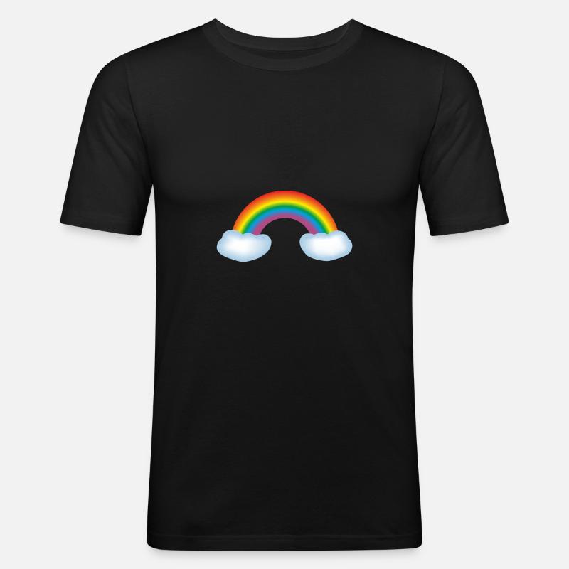 Regenbogen mit Wolken - Männer Slim Fit T-Shirt - Schwarz