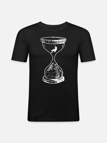 Tid - Bjerg - Klatring - (2) - Herre Slim Fit T-Shirt - sort