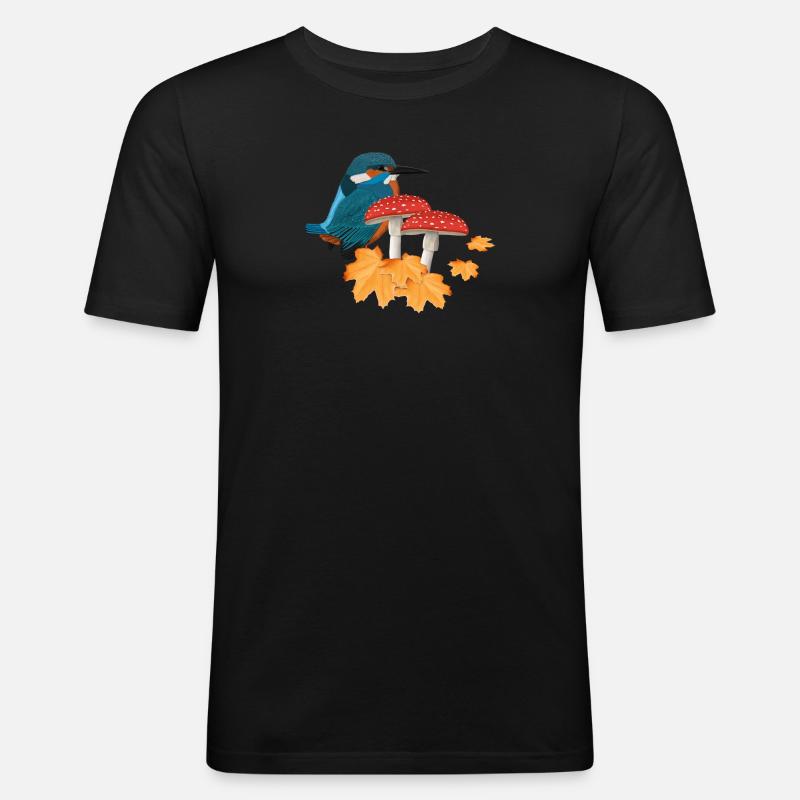 Eisvogel Herbst Vogel Vogelbeobachter Halloween - Männer Slim Fit T-Shirt - Schwarz