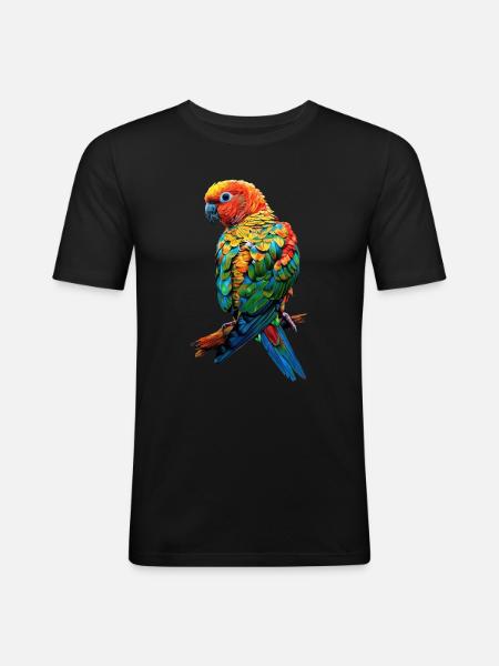 Sittiche - Männer Slim Fit T-Shirt - Schwarz