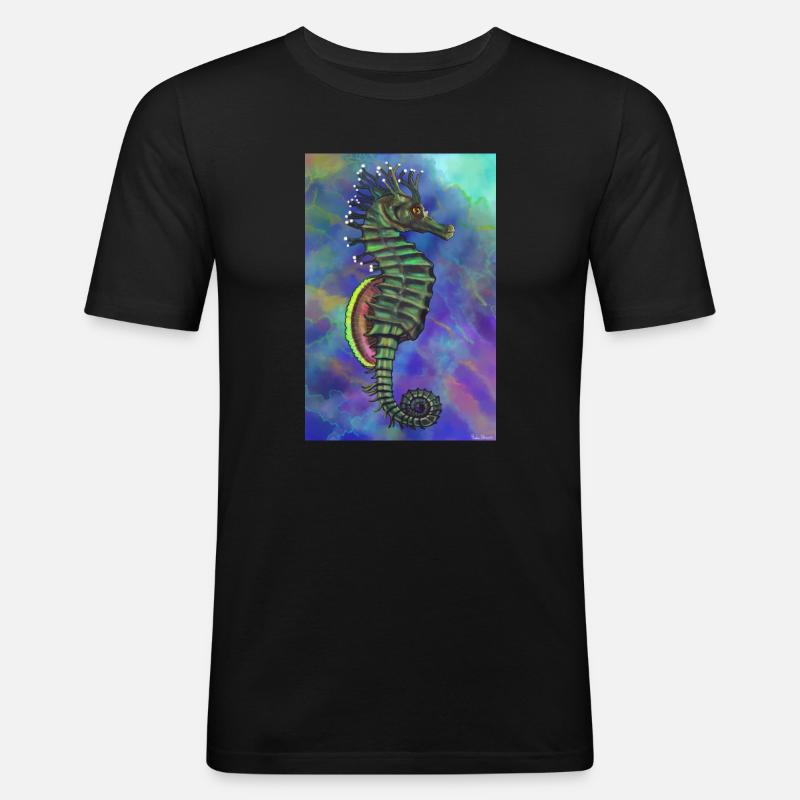 Hippocampus - Männer Slim Fit T-Shirt - Schwarz