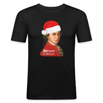Noël avec Wolfgang Amadeus Mozart - T-shirt près du corps Homme - noir - Devant - Nik (191cm)
