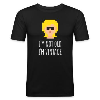 Je ne suis pas vieux je suis vintage - T-shirt près du corps Homme - noir - Devant - Nik (191cm)
