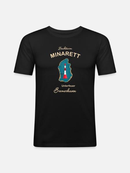 Bremerhaven, lighthouse underfire, minaret, - Men's Slim Fit T-Shirt - black