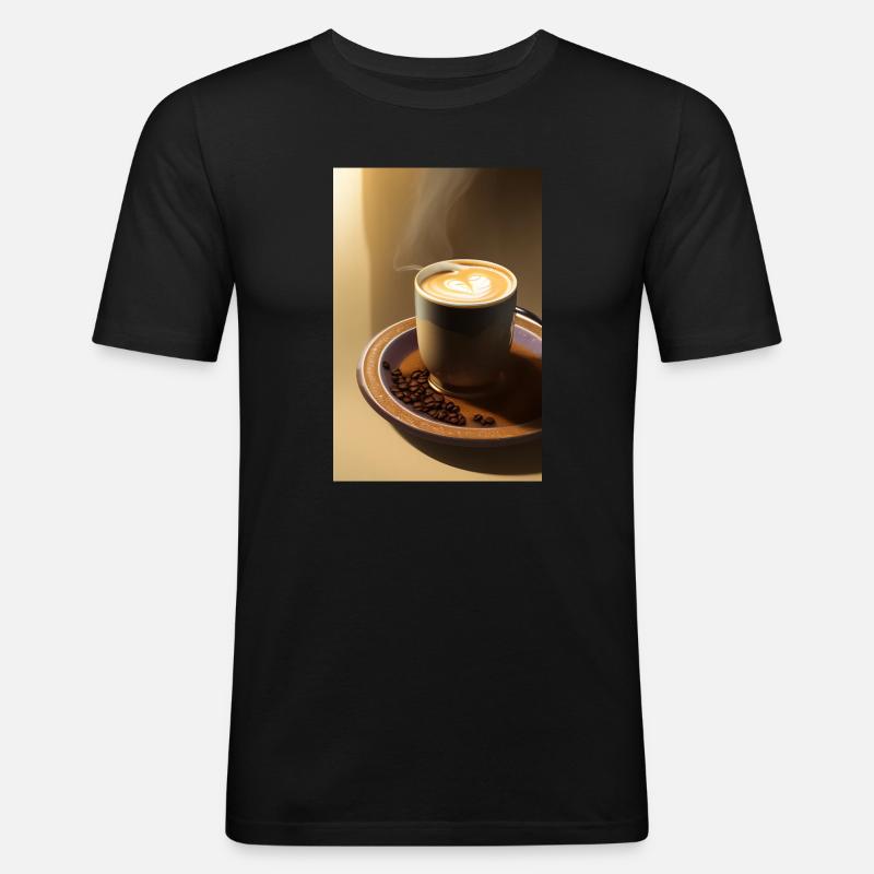 Kaffee, Kaffeebohnen - Männer Slim Fit T-Shirt - Schwarz