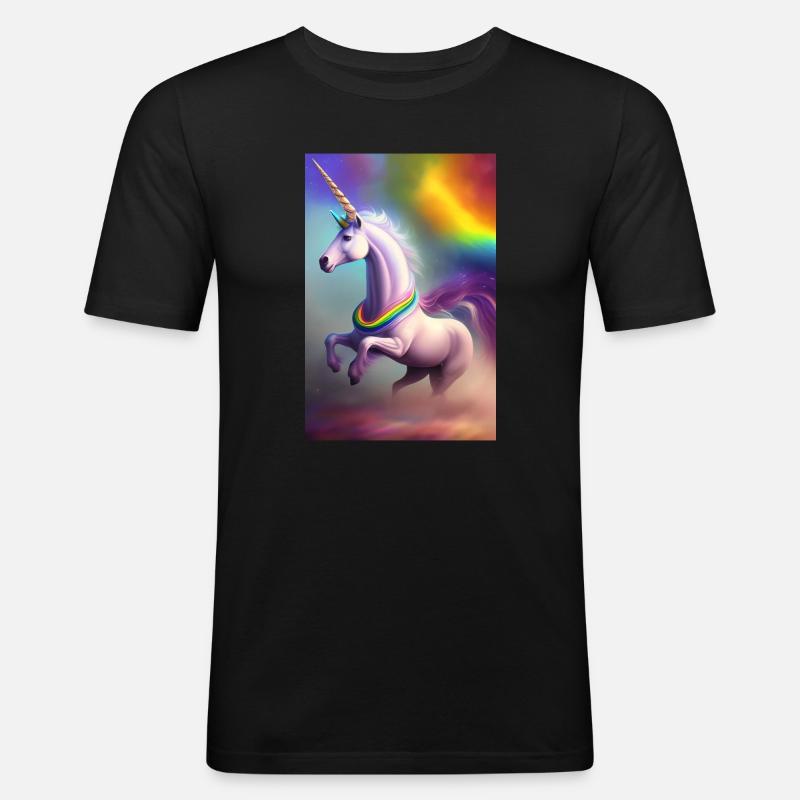Einhorn - Männer Slim Fit T-Shirt - Schwarz