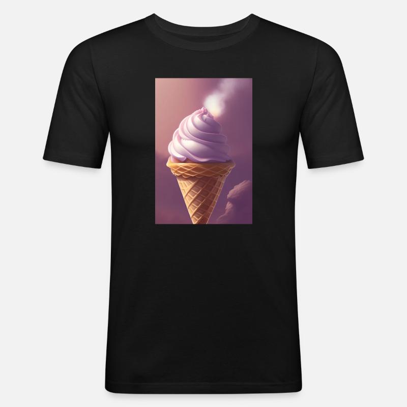 Eiscreme - Männer Slim Fit T-Shirt - Schwarz