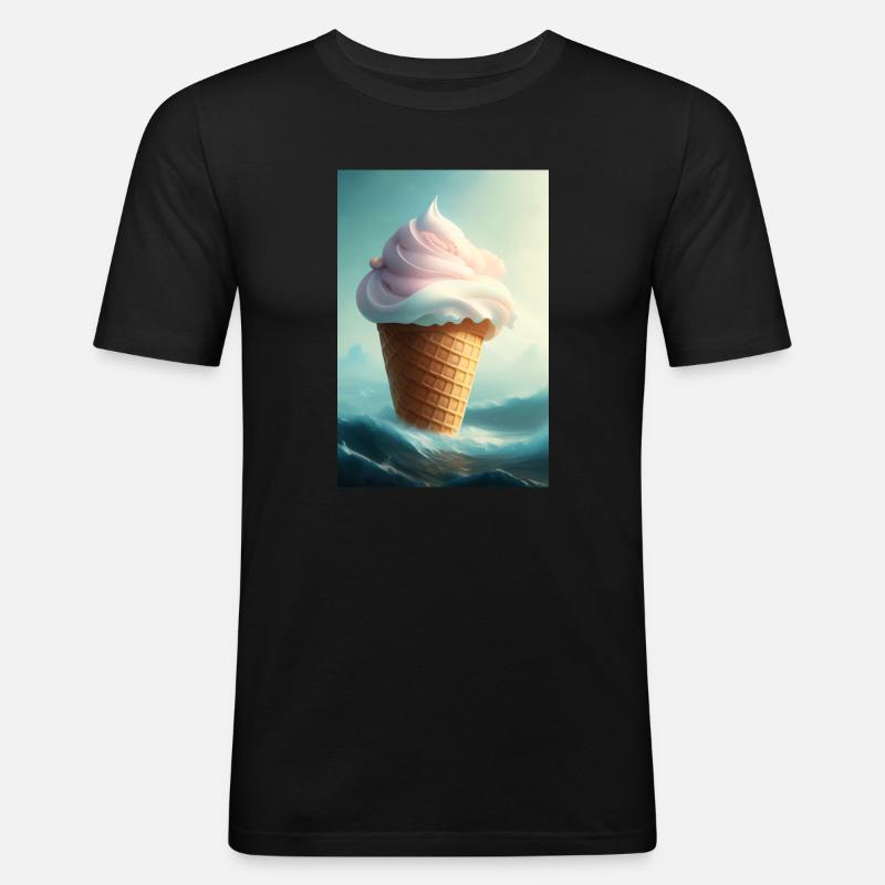 Eiscreme - Männer Slim Fit T-Shirt - Schwarz