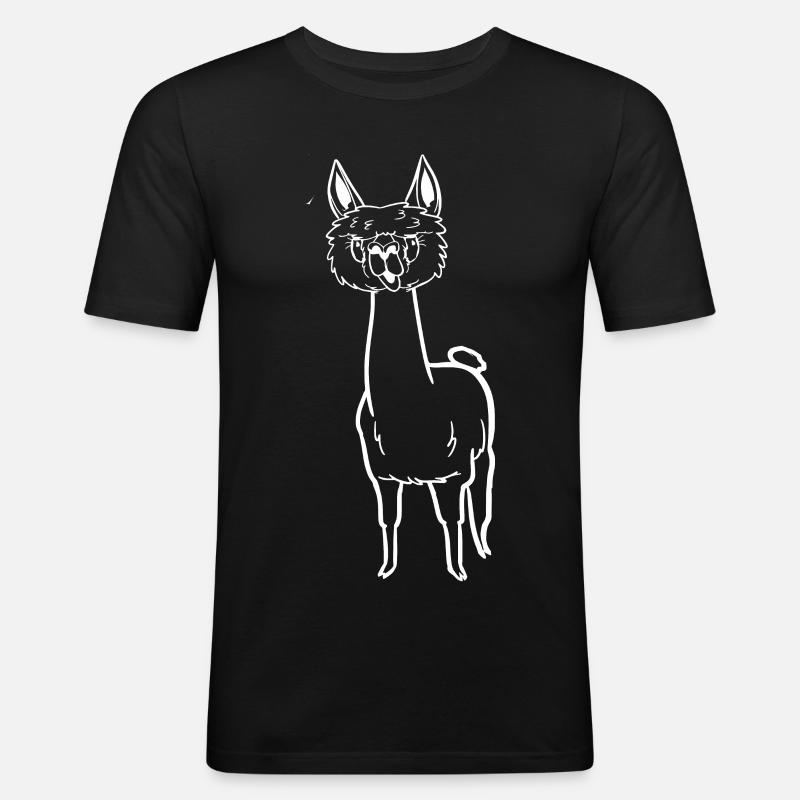 Witziges Comic-Alpaka - Männer Slim Fit T-Shirt - Schwarz